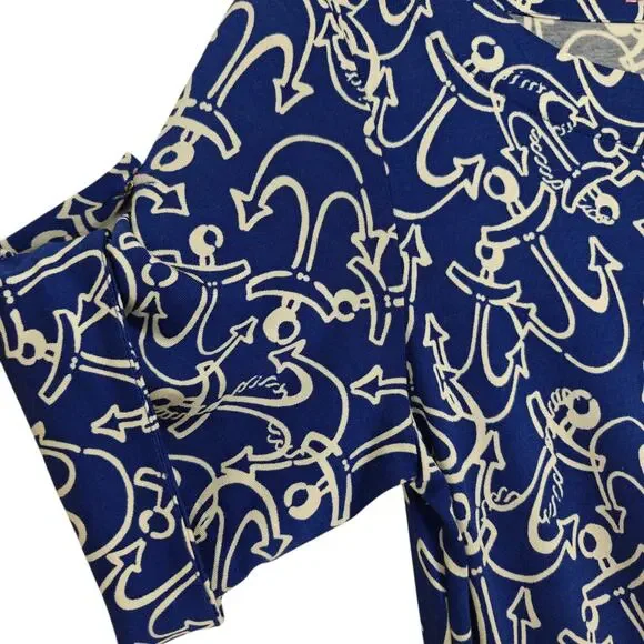 Lilly Pulitzer Raquel Dress Size Medium Blue Anchors Away Print Nautical Coastal - Picture 5 of 11